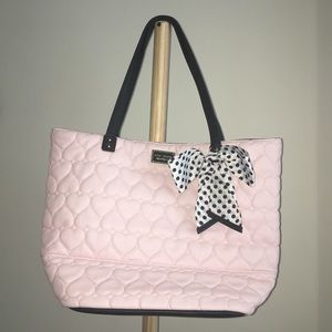 BETSEY JOHNSON Quilted Heart Tote Bag - Light Pink